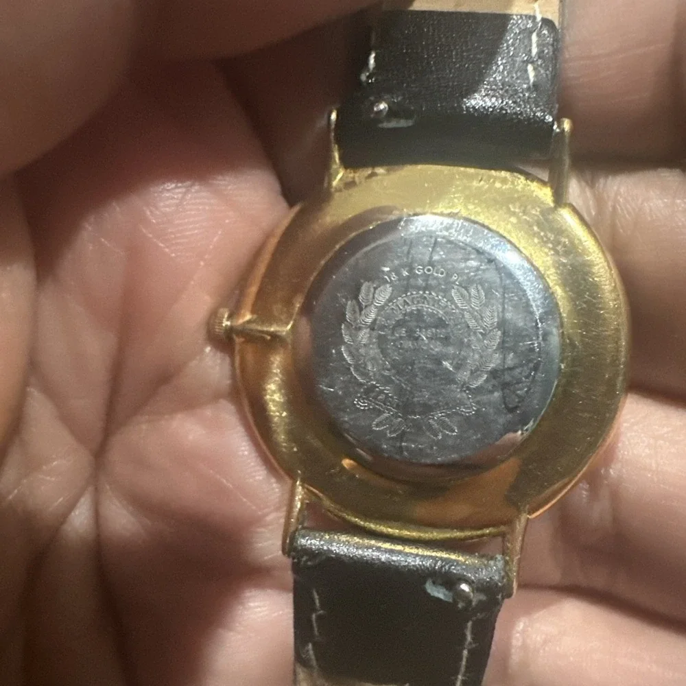 Works Jacques Edho Paris Diamond Quartz Mens watch 18K Gold Plate Black Leather
